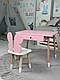 Стол з шухлядою на телескопічних направляючих і стілець метелик. Колір рожевий з білим, фото 4