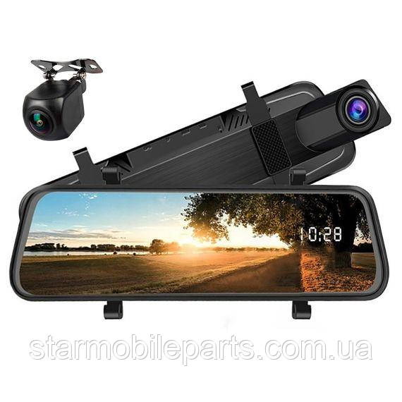 Дзеркало-відеореєстратор V9 A40 HD 1080P, LCD 9.66", кут огляду 170 гр, з камерою заднього виду, сенсорний дисплей, фото 1