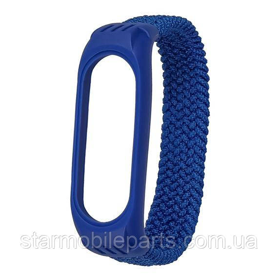 Ремінець нейлоновий Braided rope для Xiaomi Mi Band 3/ 4/ 5/ 6 розмір M синій, фото 1