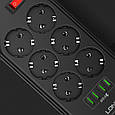 Мережевий зарядний пристрій подовжувач Ldnio SE6403 4 USB 6 розеток чорний, фото 2