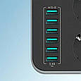 Мережевий зарядний пристрій подовжувач Ldnio SE3631 6 USB 3 розетки сіро-чорний, фото 2