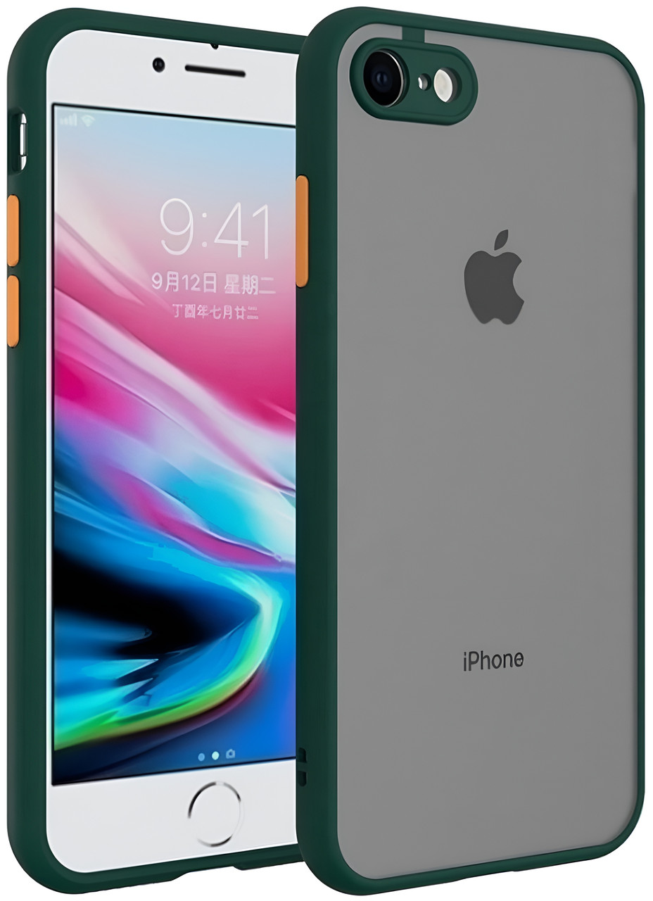 Протиударний матовий чохол для iPhone 7 8 зелений бампер-захист камери