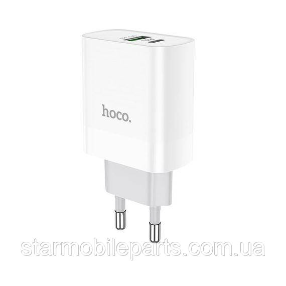 Мережевий зарядний пристрій Hoco C80A USB/ Type-C QC PD білий, фото 1