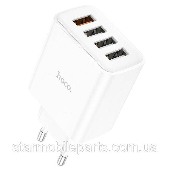 Мережевий зарядний пристрій Hoco C102A 4 USB QC білий, фото 1