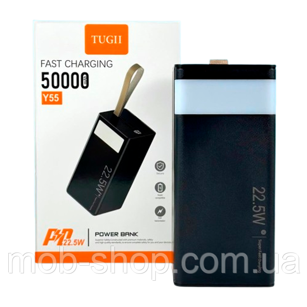 Потужний повербанк WUW TUGII Y55 50000 мАг PD 22.5W black банк заряду для різних пристроїв