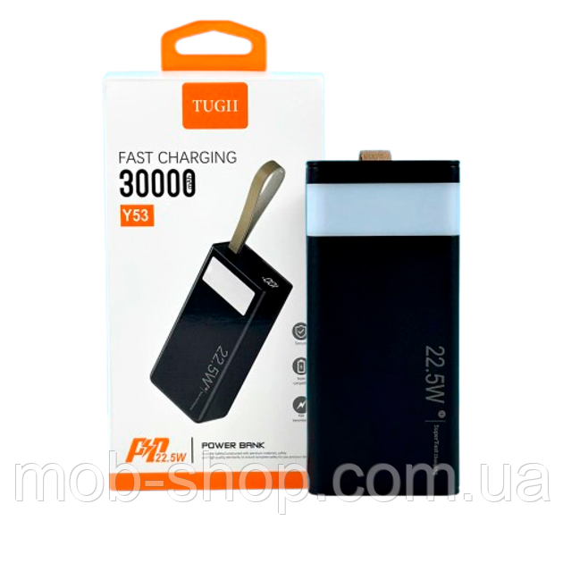 Потужний повербанк WUW TUGII Y53 30000 мАг PD 22.5W black банк заряду для різних пристроїв