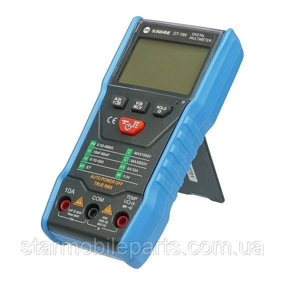 Мультиметр цифровий Sunshine DT-19N з автовизначенням од. і ном. вимірювання, з функцією NCV, з підсвічуванням (струм до 10А), фото 1