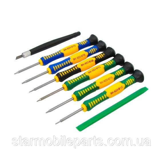 Набір інструментів Baku BK-6000-E (Відвертки: T2, T5, T6, Y2.0, зірка 0.8, хрест 1.2, 2-стор. пласт. лопатка, скальпель), фото 1