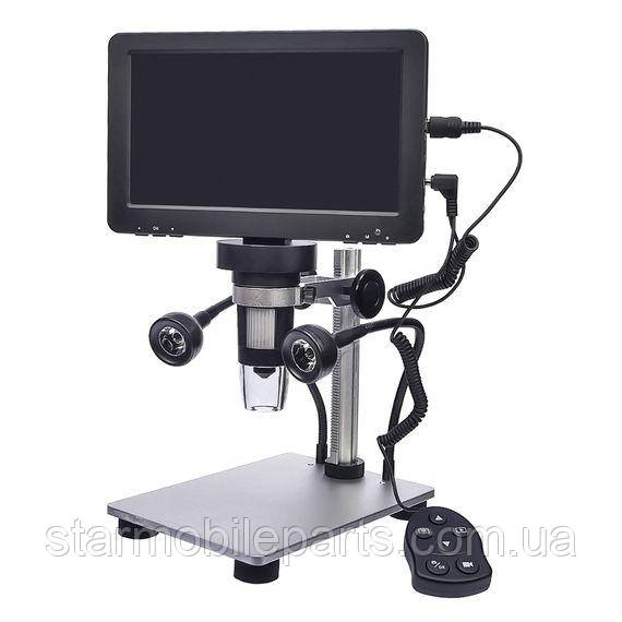 Цифровий мікроскоп з монітором 7" та штативом DM9 (запис на microSD, фокус 20-170 мм, кратність збільшення 800X), фото 1