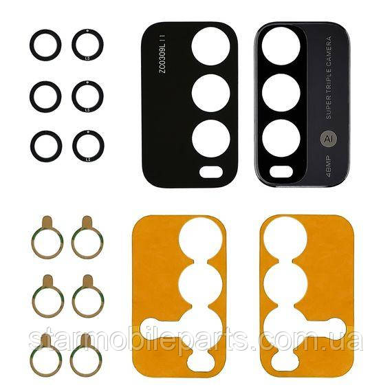 Скло камери для Xiaomi Redmi 9T (комплект 3 шт.) з чорною рамкою, фото 1