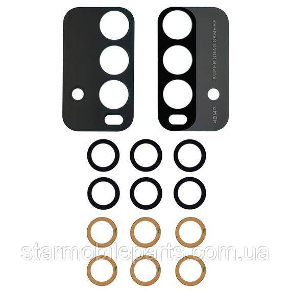 Скло камери для Xiaomi Redmi 9T (комплект 3 шт.) з сірою рамкою, фото 1