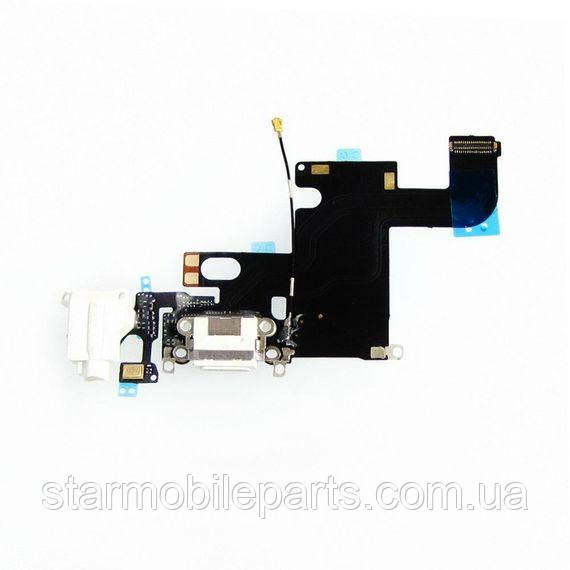 Шлейф для Apple iPhone 6 з білим роз'ємом живлення, гарнітури, з мікрофоном, фото 1