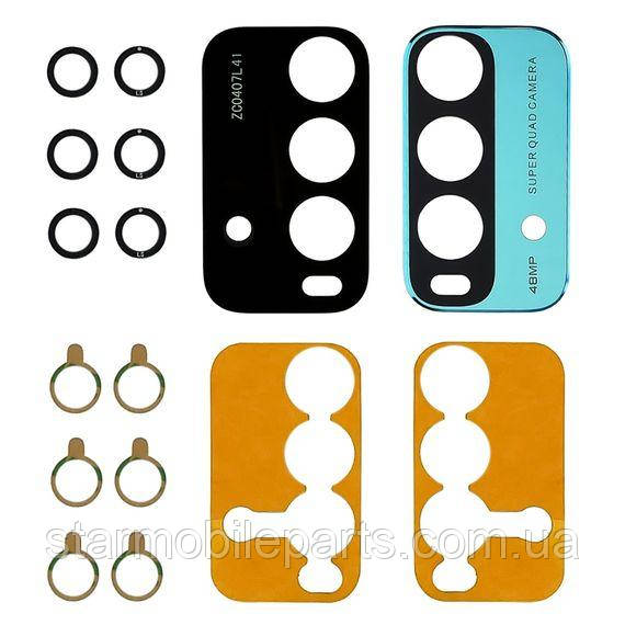 Скло камери для Xiaomi Redmi 9T (комплект 3 шт.) з зеленою рамкою, фото 1