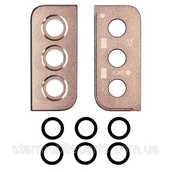 Скло камери для Samsung G996 Galaxy S21 Plus (2021) (комплект 3 шт.) з рожевою рамкою, фото 1