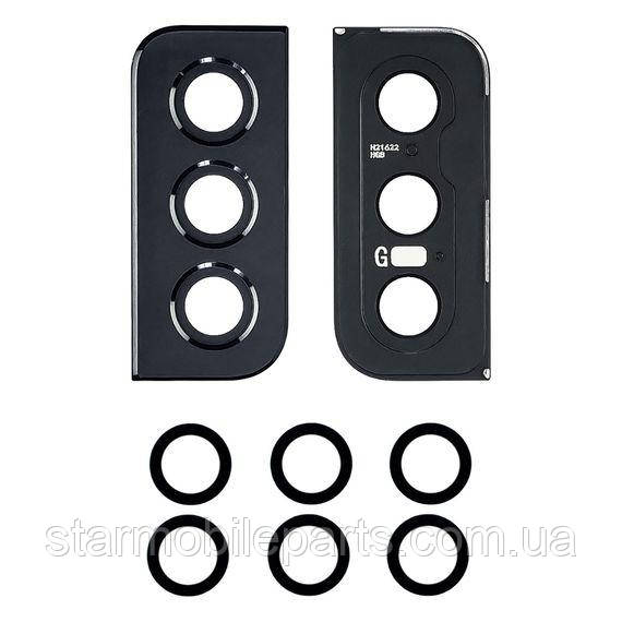 Скло камери для Samsung G991 Galaxy S21 (2021) (комплект 3 шт.) з чорною рамкою, фото 1