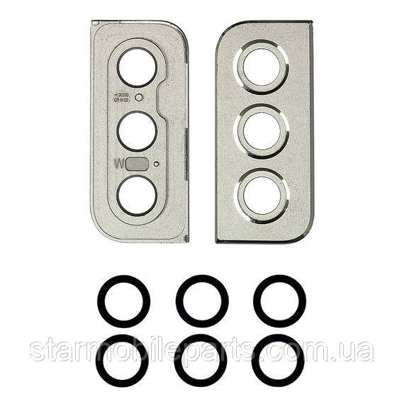 Скло камери для Samsung G991 Galaxy S21 (2021) (комплект 3 шт.) з сріблястою рамкою, фото 1