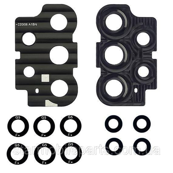 Скло камери для Samsung A536 Galaxy A53 (2022) (комплект 5 шт.) з чорною рамкою, фото 1