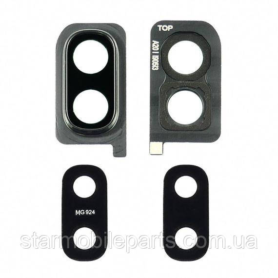 Скло камери для Samsung A205 Galaxy A20 (2019) з чорною рамкою, фото 1