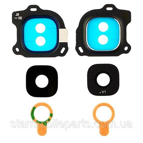 Скло камери для Samsung J600 Galaxy J6 (2018) з чорною рамкою, фото 1