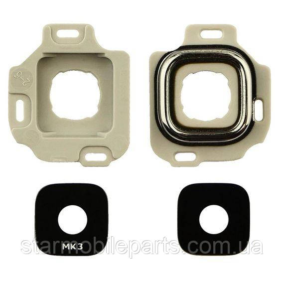 Скло камери для Samsung J320 Galaxy J3 (2016) з сріблястою рамкою, фото 1