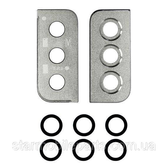 Скло камери для Samsung G996 Galaxy S21 Plus (2021) (комплект 3 шт.) з сріблястою рамкою, фото 1