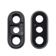 Скло камери для Apple iPhone XS/ XS Max з сірою рамкою