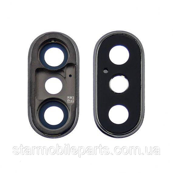 Скло камери для Apple iPhone X з сірою рамкою, фото 1