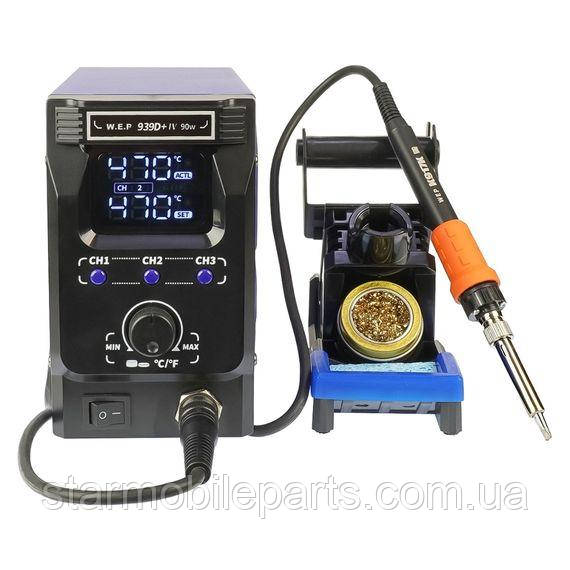 Паяльная станция WEP 939D+IV, паяльник, цифровая индикация, термоэлемент Hakko, 3 режима памяти, 90W, t 200-480 C, фото 1