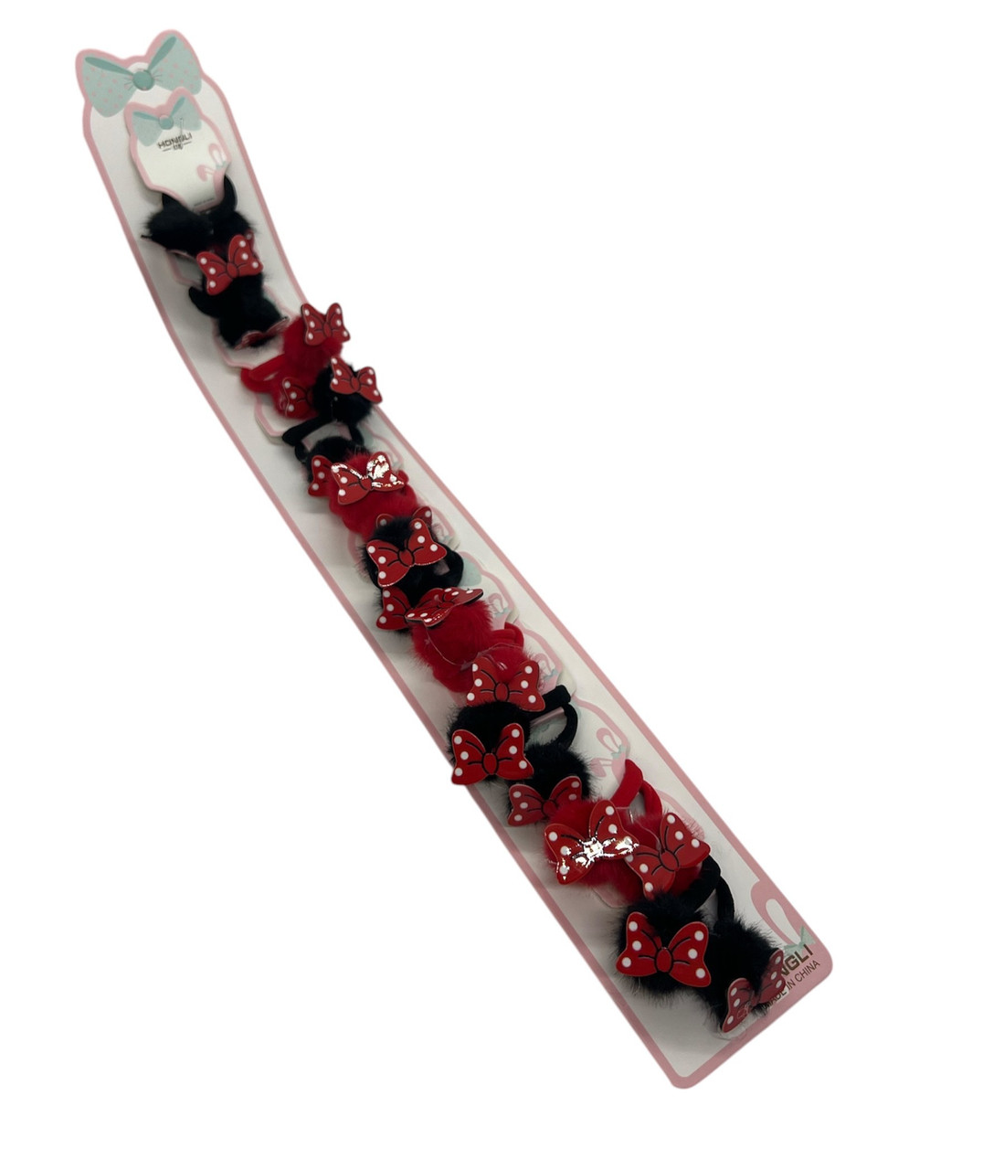 Дитяча резинка з хутром Міккі бант, фото 1