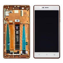 Дисплей для Nokia 3 з білим тачскрином і мідною корпусною рамкою