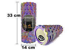 Масажний ролик EasyFit Grid Roller 33 см v.1.1 Multi Фіолетовий