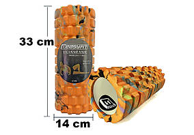Масажний ролик EasyFit Grid Roller 33 см v.1.1 Multi Помаранчевий