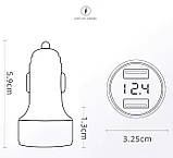 Автомобільне ЗУ з вольтметром для телефонів 2хUSB швидка зарядка QC3.0 з підсвічуванням, фото 3