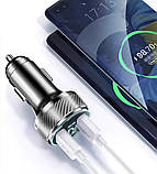 Автомобільне ЗУ з вольтметром для телефонів 2хUSB швидка зарядка QC3.0 з підсвічуванням, фото 9