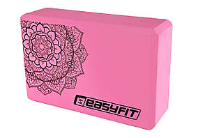 Блок для йоги EasyFit EVA з малюнком рожевий