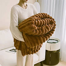 Плед покривало VIP Lux — 7 см смуга — темний беж