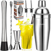 Набір бармена для приготування коктейлів Ruhhy шейкер 700 мл, 6 предметів (21508)
