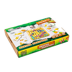 Дерев’яна іграшка монтессорі "Абетка лабіринт" PuzzleOK Puz-72859, 25 карт 35 букв, Toyman