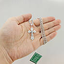 Чоловіча срібна цепочка з хрестиком. Срібний хрестик чоловічий Спаси Збережи і цепочка бісмарк 55 см, фото 3