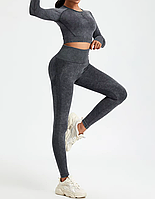 Женский спортивный комплект (леггинсы с пуш-ап эффектом, укороченный рашгард.S (40-42)