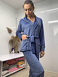 Нежная велюровая пижама двойка (кимоно + штаны) молочная т.м. Lekol, фото 3