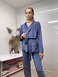 Нежная велюровая пижама двойка (кимоно + штаны) молочная т.м. Lekol, фото 4