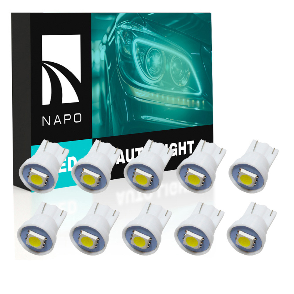 Комплект світлодіодних ламп NAPO LED T10-5050-1smd T10 W5W 10 шт колір світіння білий