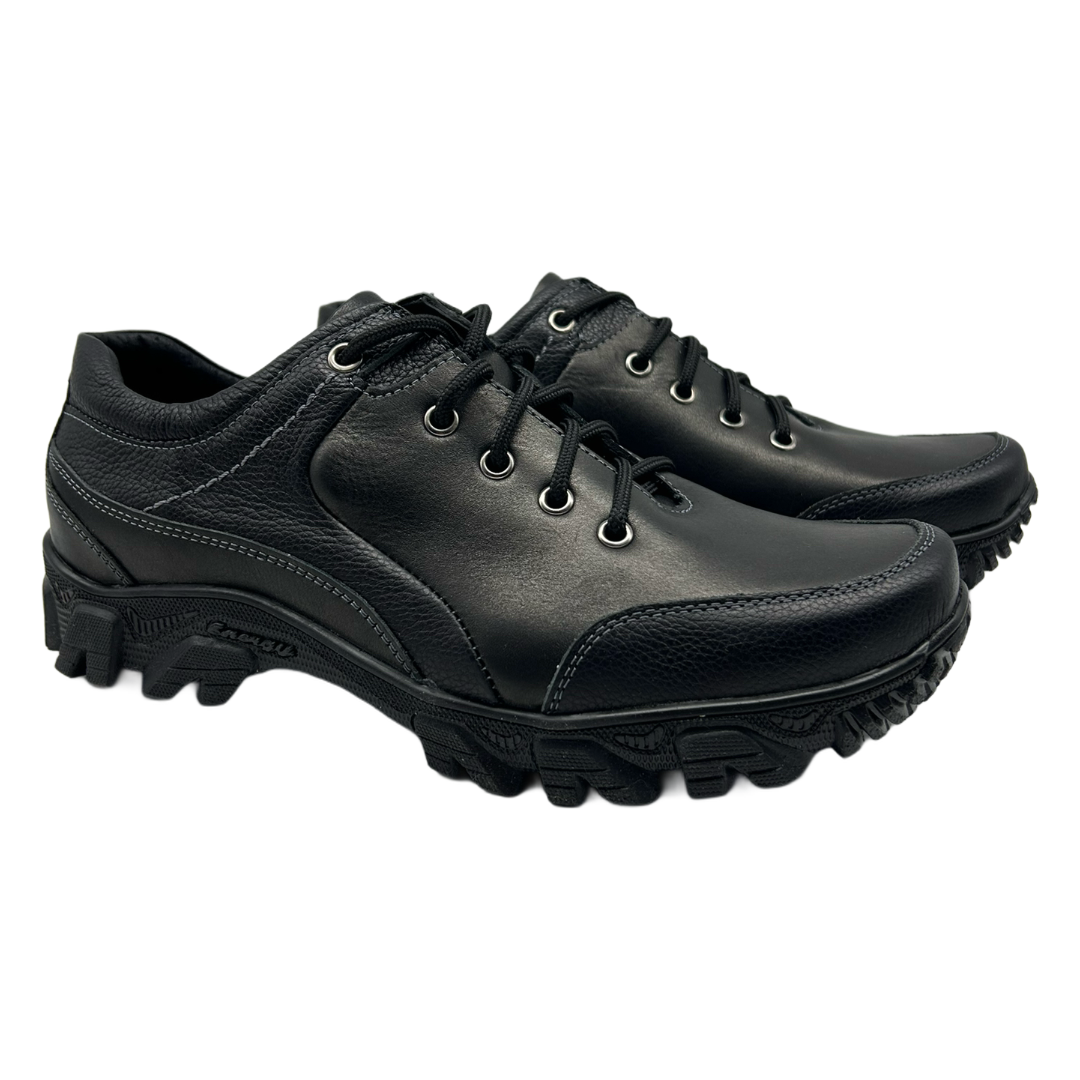 Туфлі чоловічі спортивного стилю зі шкіри чорного кольору «Style Shoes»