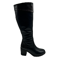 Чоботи жіночі зимові з натуральної шкіри чорного кольору на підборах «Style Shoes»., фото 2