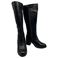 Чоботи жіночі зимові з натуральної шкіри чорного кольору на підборах «Style Shoes»., фото 3