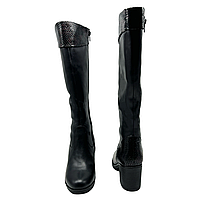 Чоботи жіночі зимові з натуральної шкіри чорного кольору на підборах «Style Shoes»., фото 4