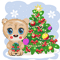 Картина за номерами Strateg ПРЕМІУМ Медведик розміром 30х30 см