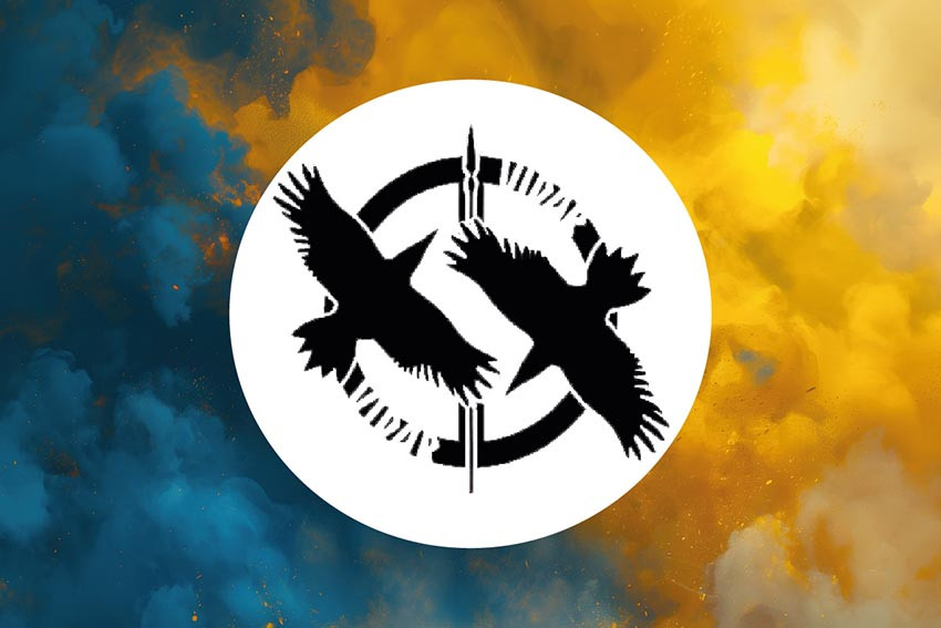 Прапор роти ударних БПЛА 60 ОМБр Інгулецької ЗСУ синьо-жовтий світанок