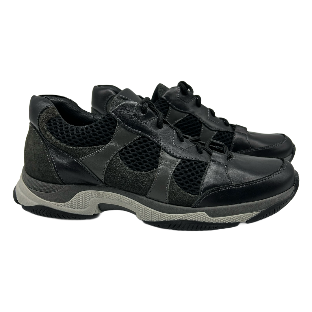 Чоловічі шкіряні кросівки чорно-сірого кольору «Style Shoes»